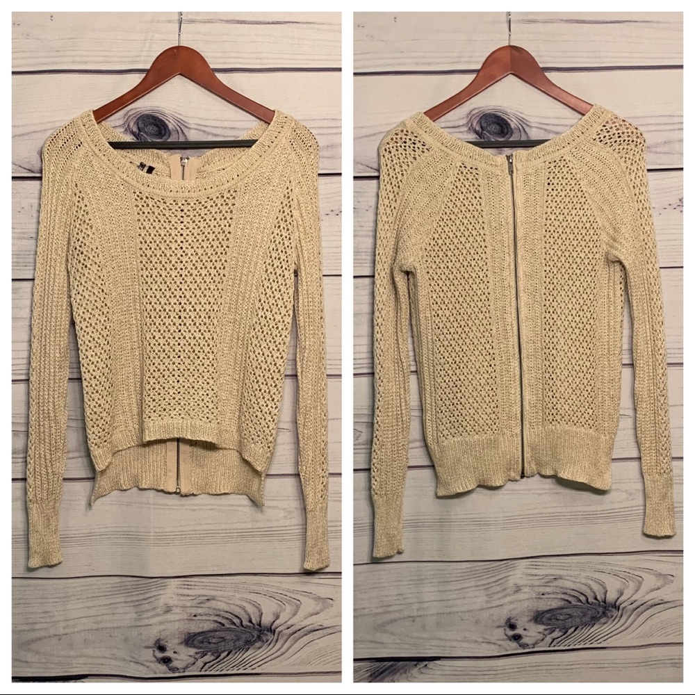 Maurices | Cream Knit Back Zip Sweater